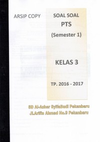 Image of Soal Soal PTS (Semester 1) Kelas 3 TP. 2016 - 2017
