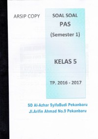 Image of Soal Soal PAS (Semester 1) Kelas 5 TP. 2016 - 2017