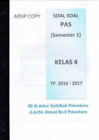 Image of Soal Soal PAS (Semester 1) Kelas 3 TP.2016 - 2017