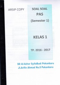 Image of Soal Soal PAS (Semester 1)Kelas 1 TP.2016 - 2017